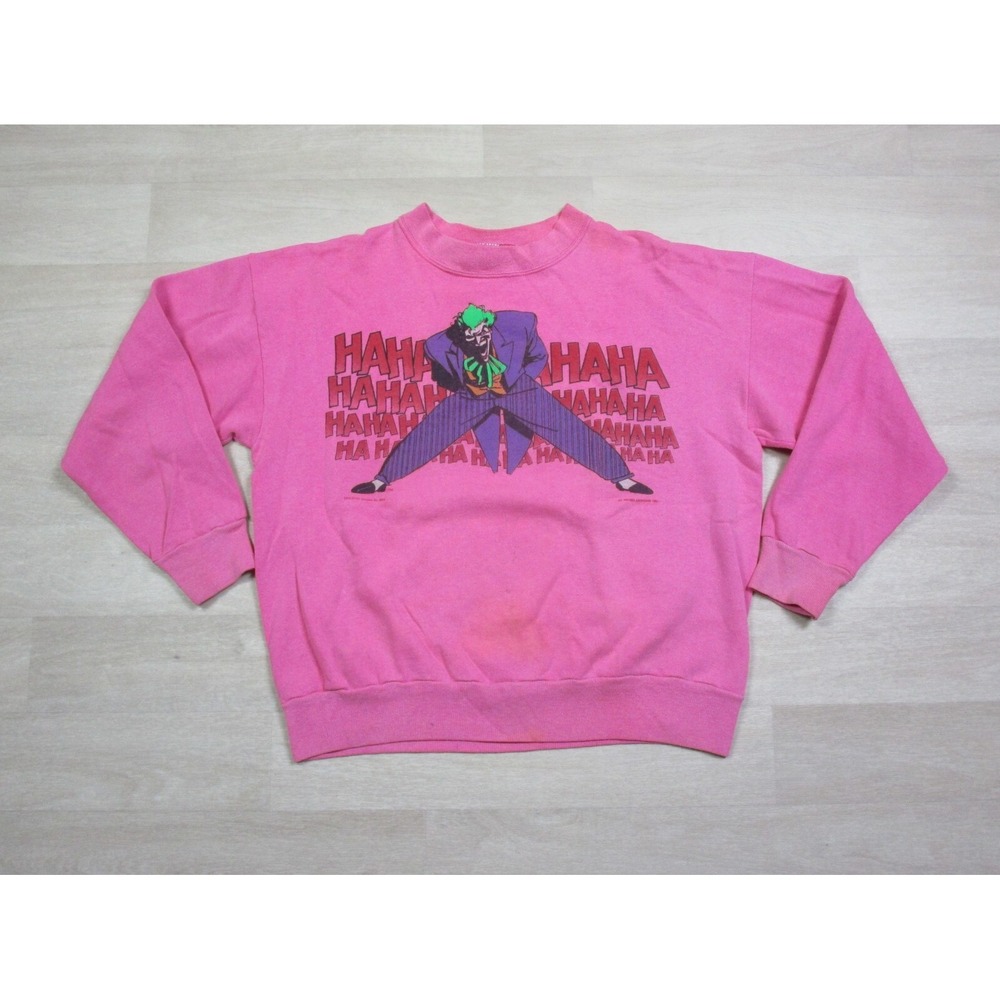 VTG Joker Batman DC Sweatshirt Pink Crewneck 1989 Primo Designs Division 1 Shirt